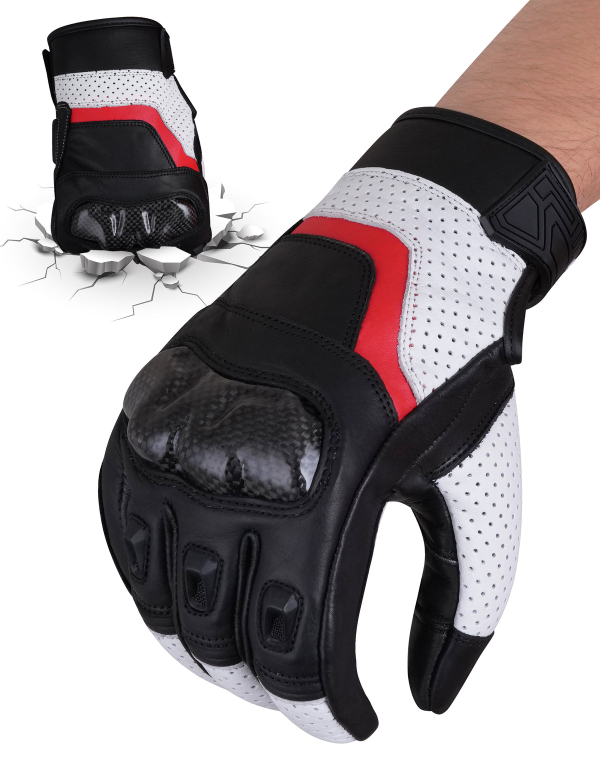 The AMA Look Summer Racing Gloves – Carbon Knuckle Protection W1