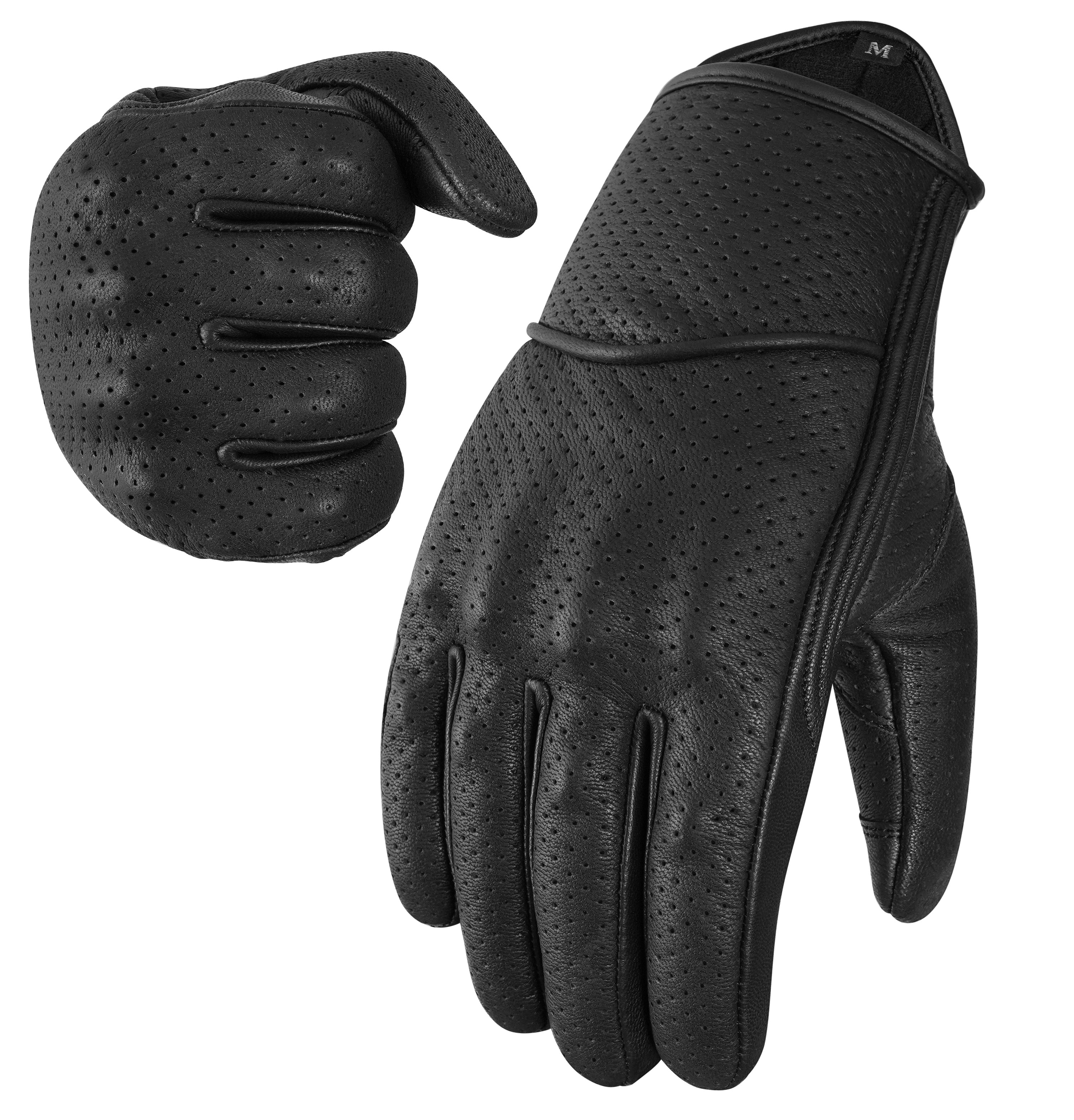 The AMA Look Perforated Leather Motorbike Gloves