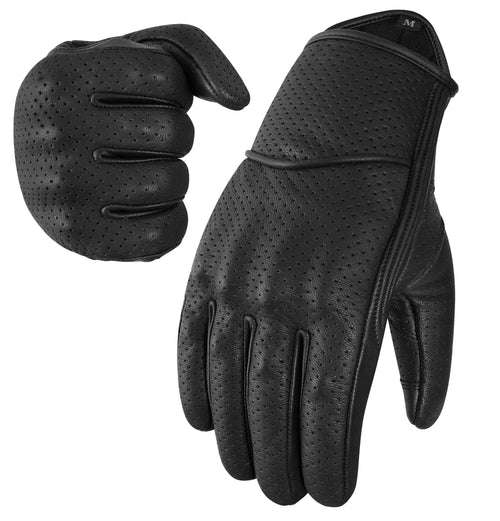 The AMA Look Perforated Leather Motorbike Gloves