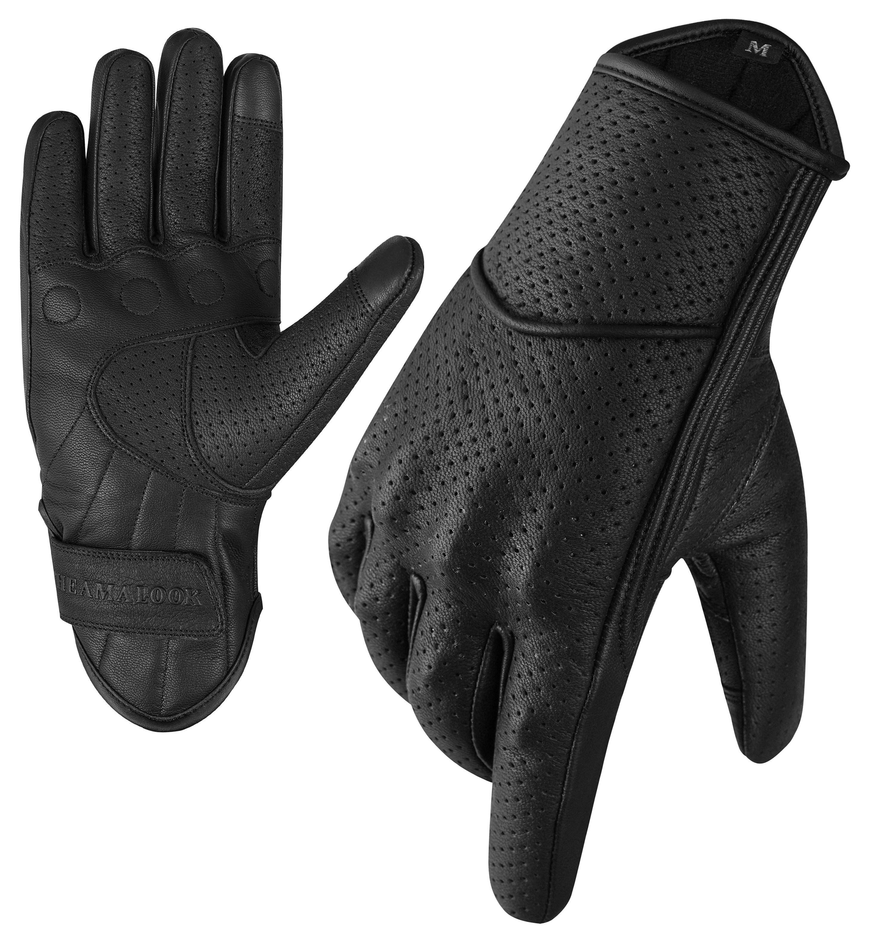 The AMA Look Perforated Leather Motorbike Gloves