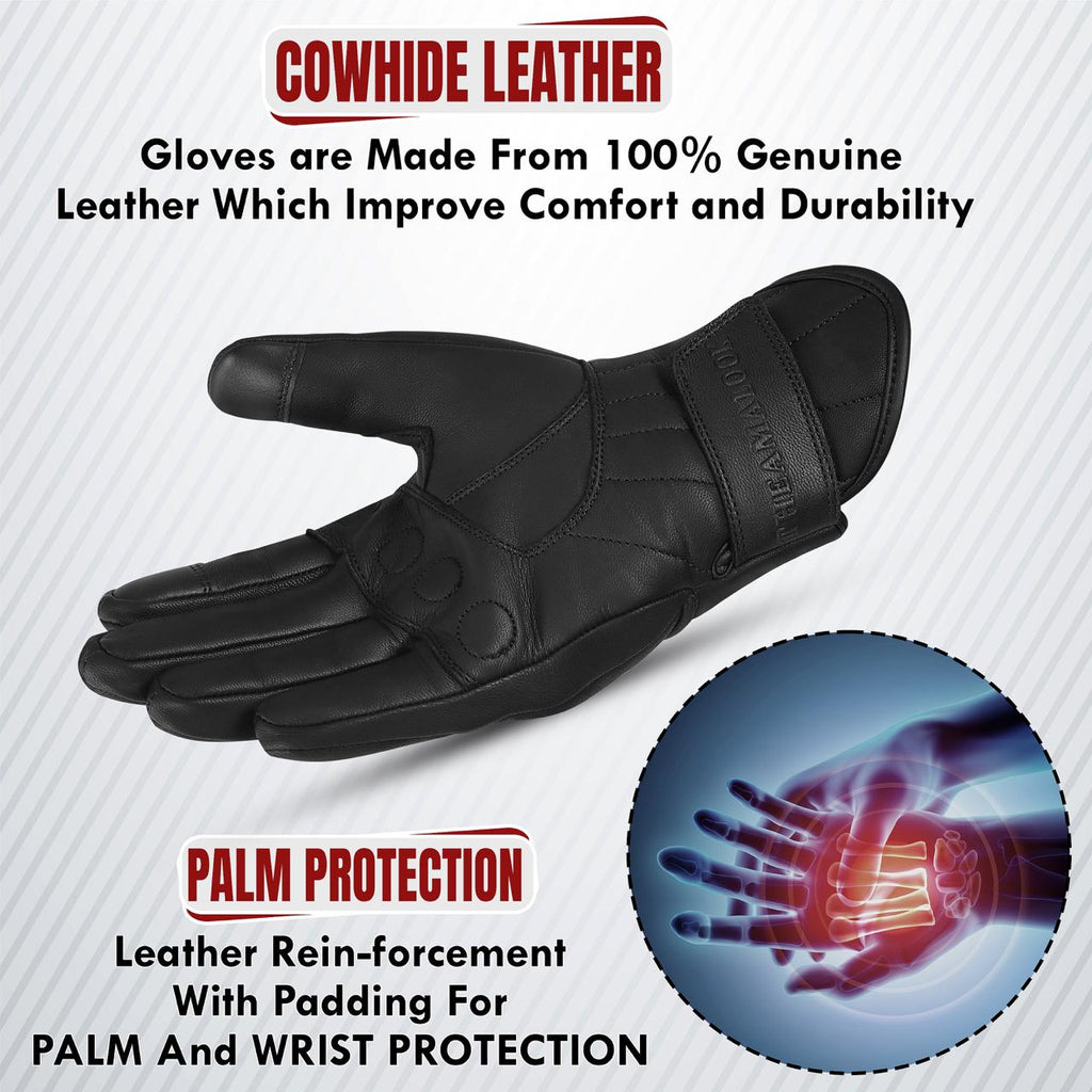 The AMA Look Premium Leather Motorcycle Gloves
