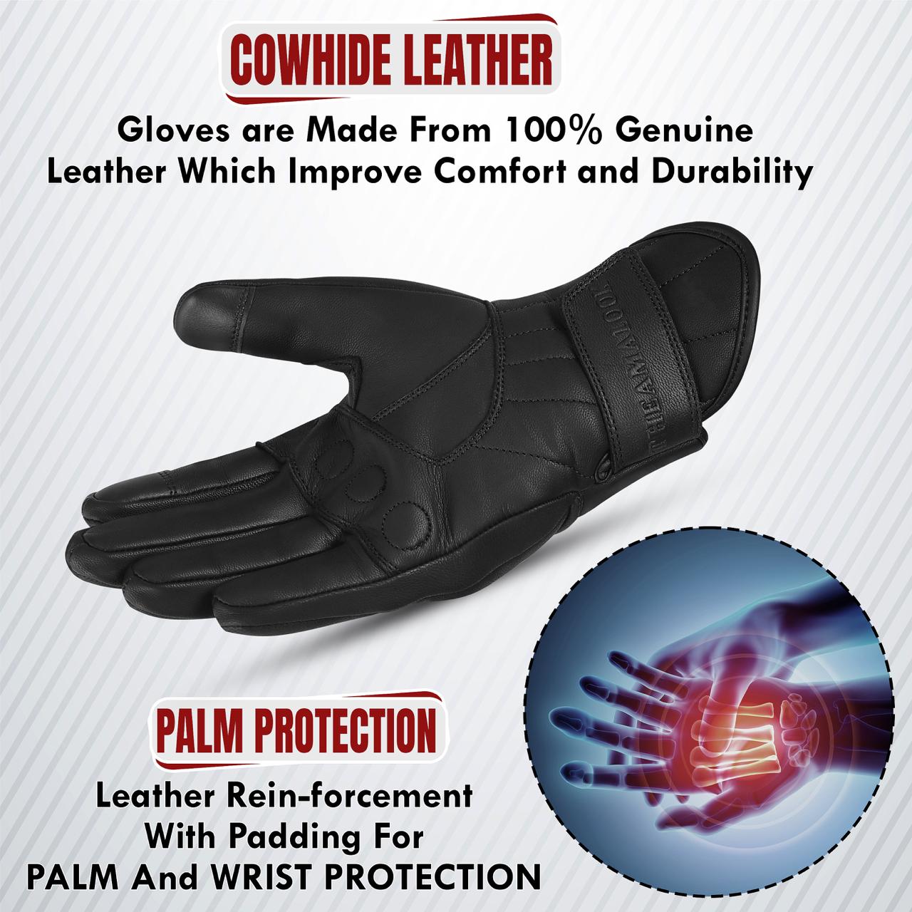 The AMA Look Premium Leather Motorcycle Gloves