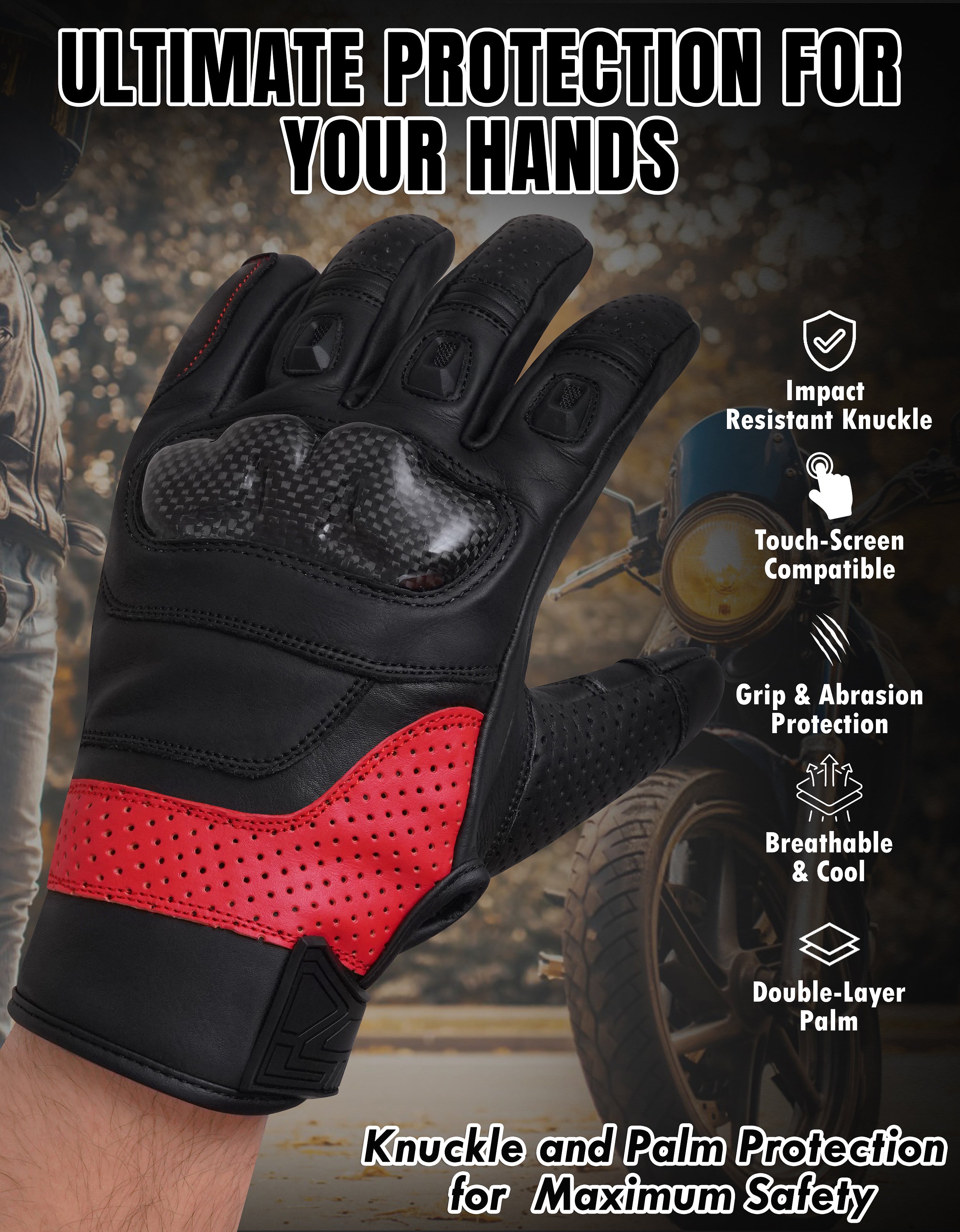 The AMA Look Summer Racing Gloves – Carbon Knuckle Protection R1