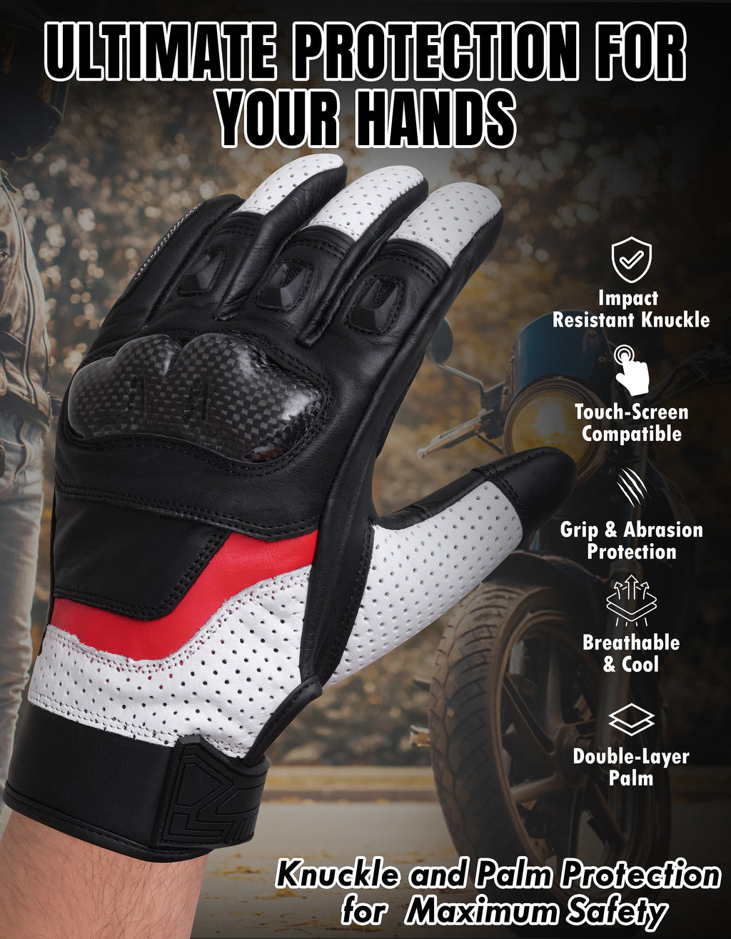 The AMA Look Summer Racing Gloves – Carbon Knuckle Protection W1