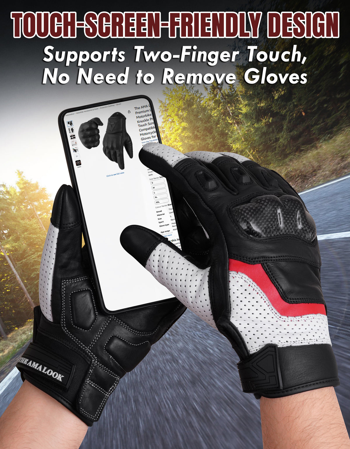 The AMA Look Summer Racing Gloves – Carbon Knuckle Protection W1