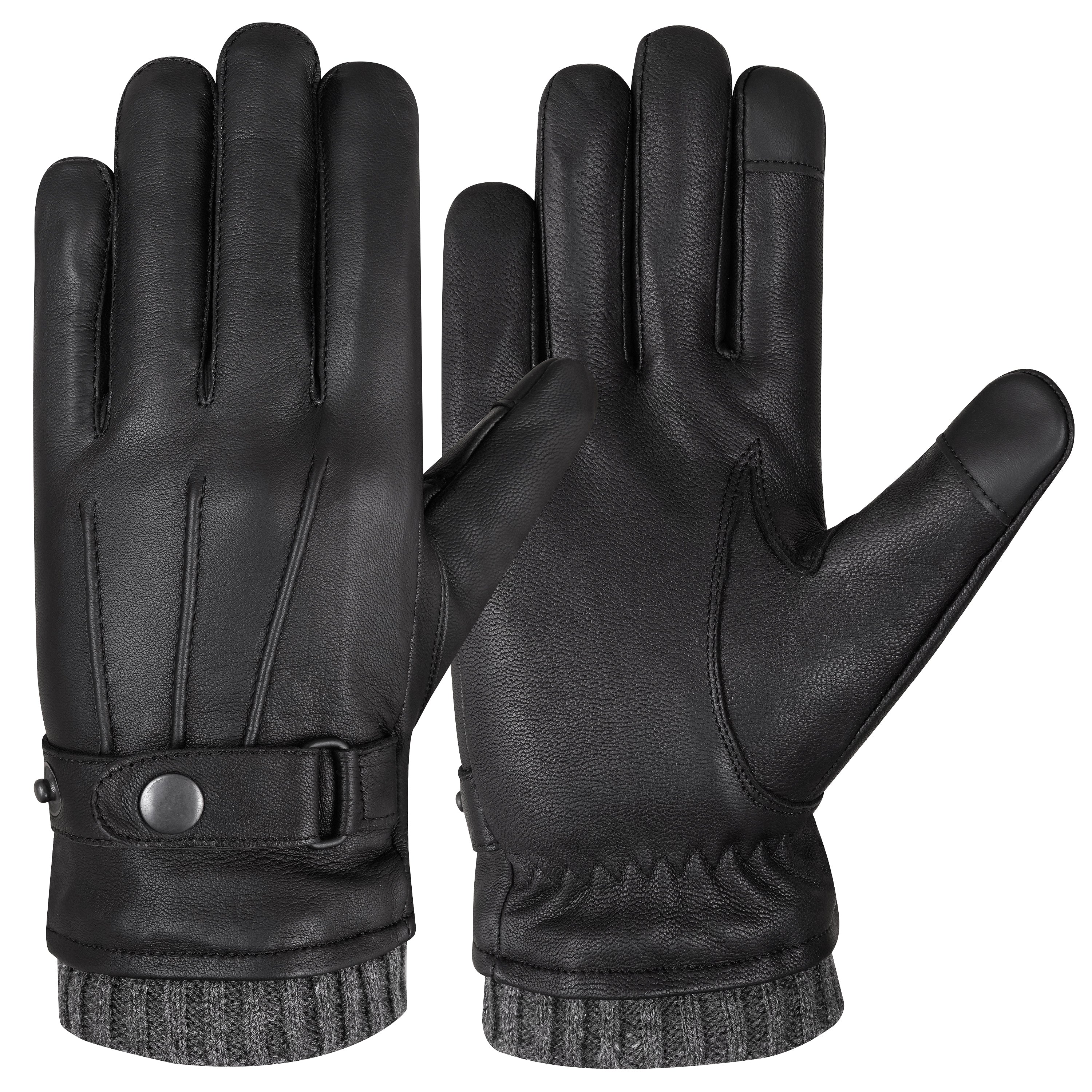 The AMA Premium Winter Leather Gloves Black
