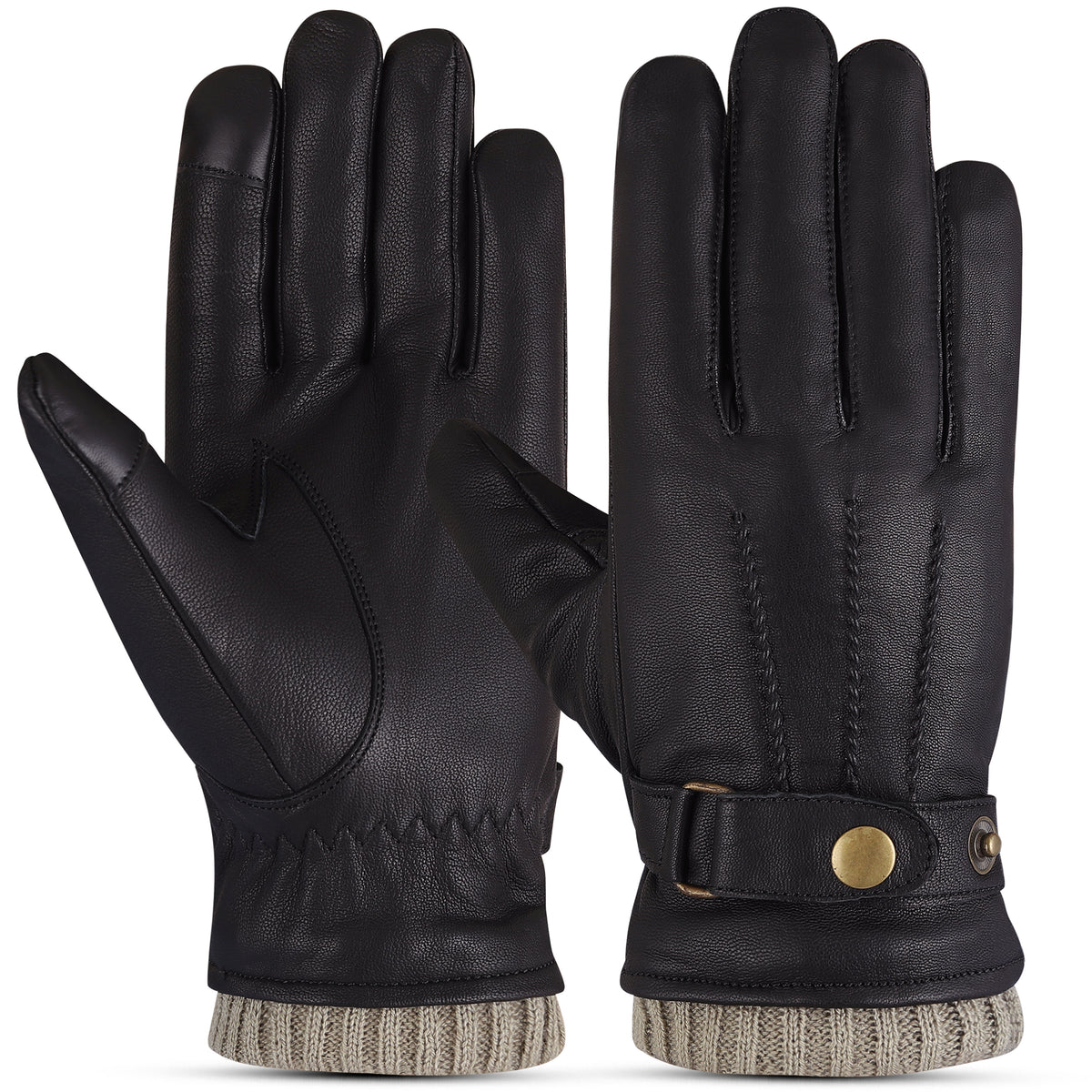 The AMA Premium Winter Leather Gloves Black