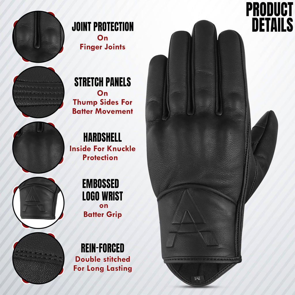 The AMA Look Premium Leather Motorcycle Gloves