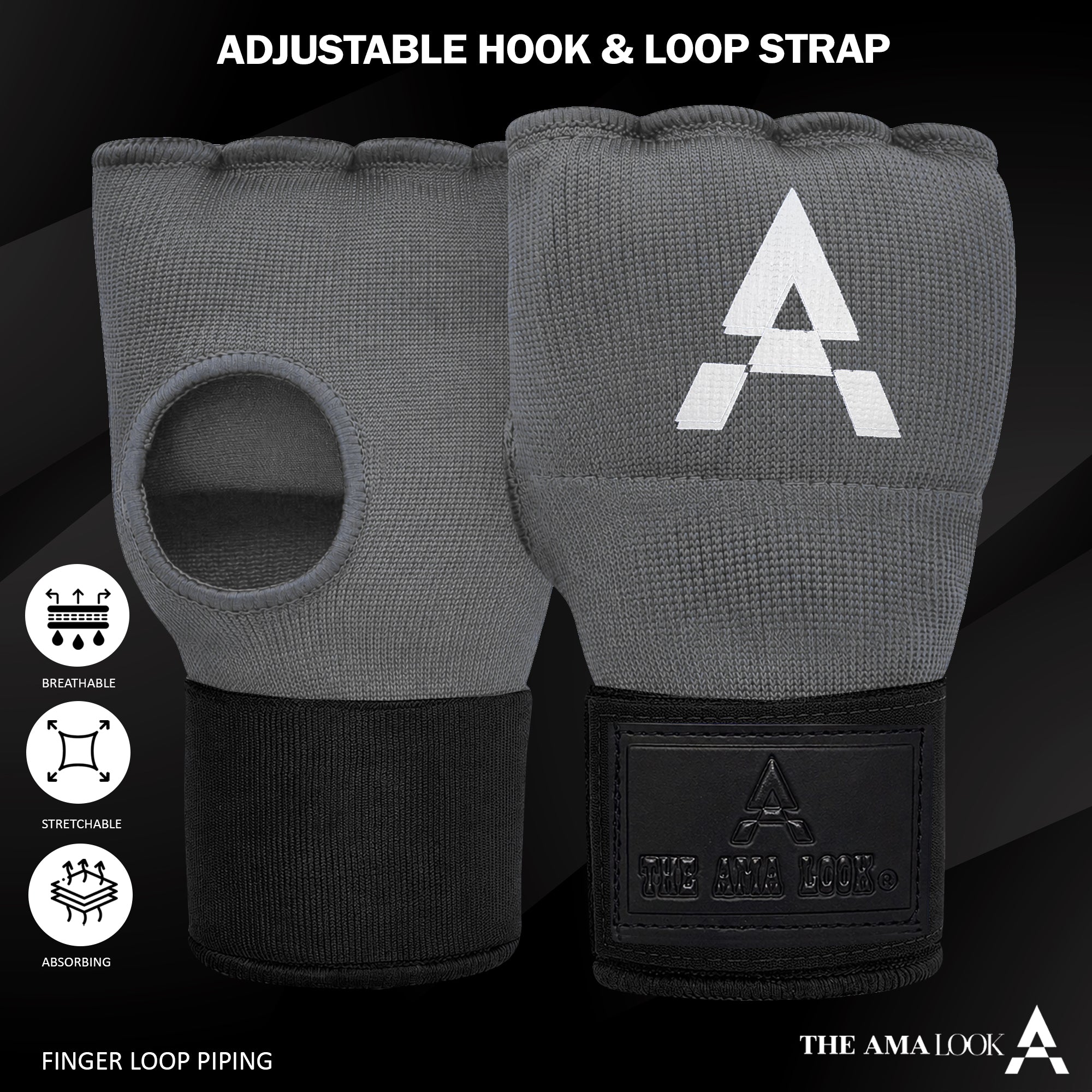 THE AMA LOOK Gel Boxing Hand Wraps Grey