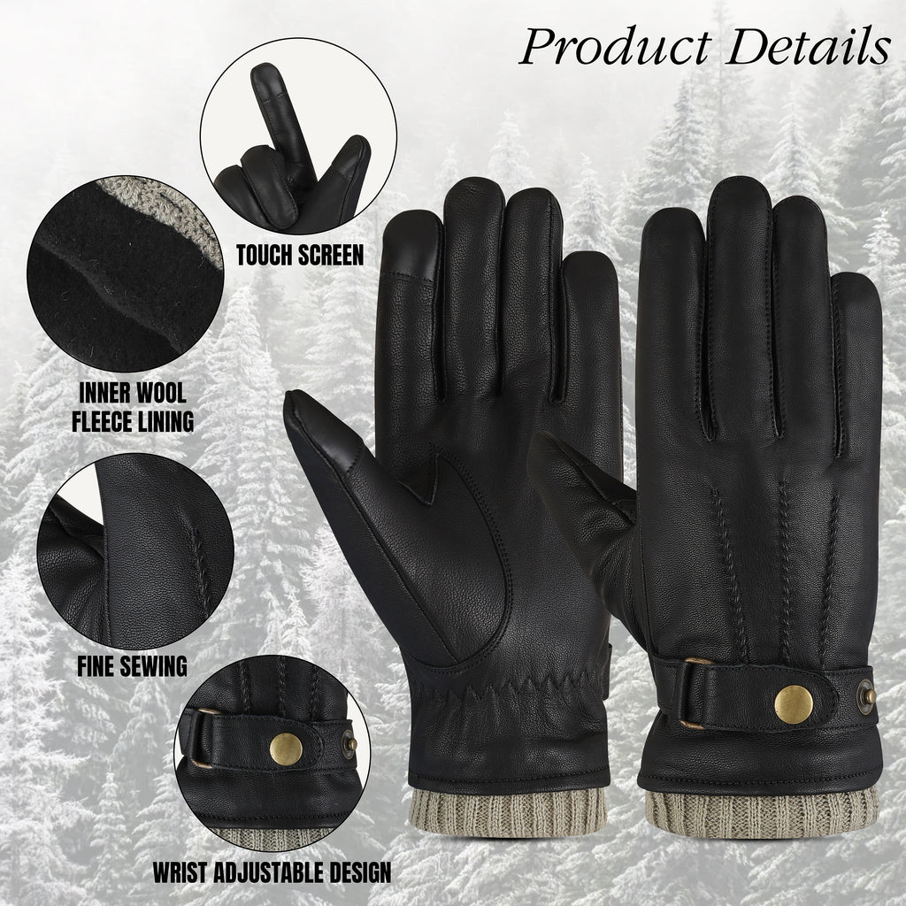 The AMA Premium Winter Leather Gloves Beige