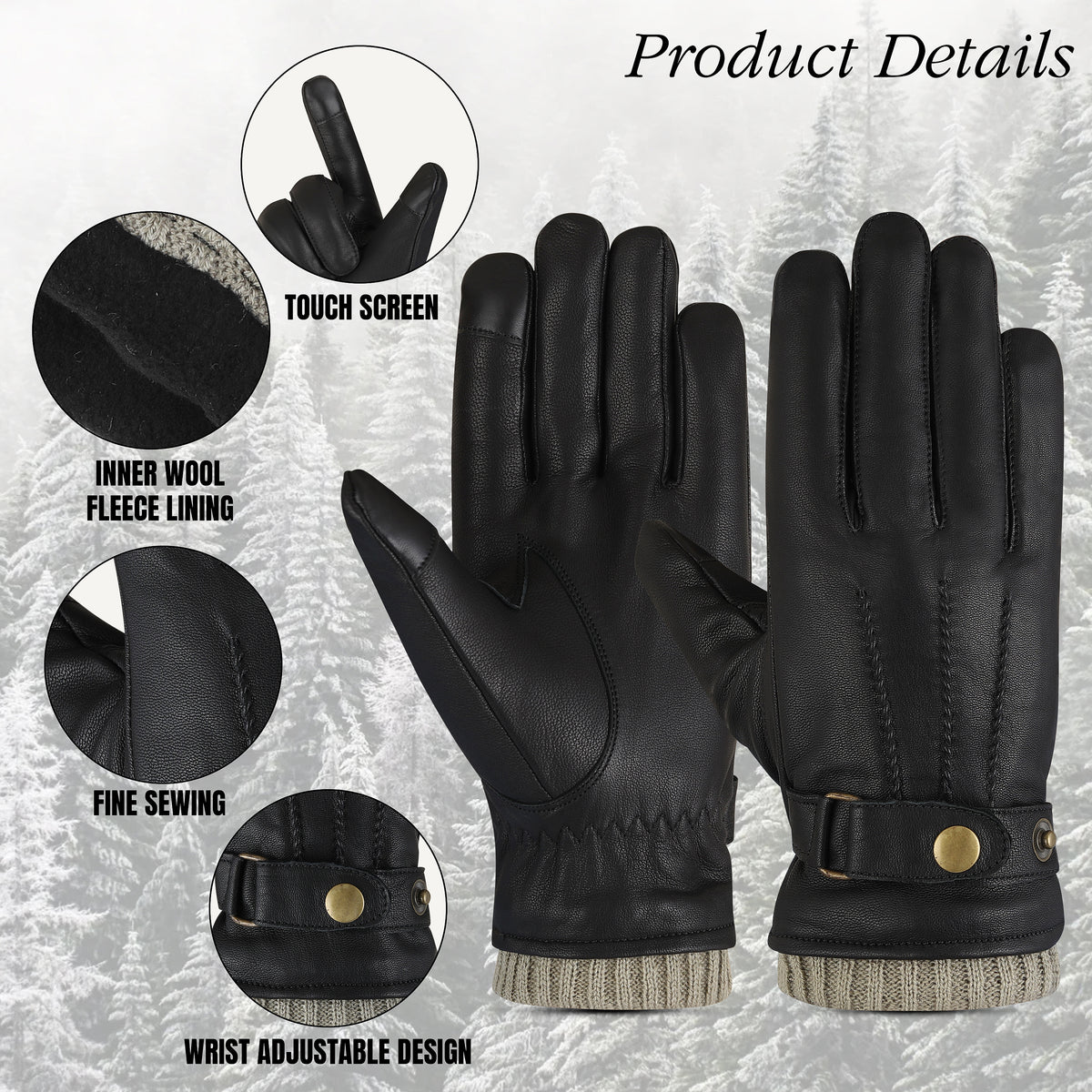 The AMA Premium Winter Leather Gloves Beige