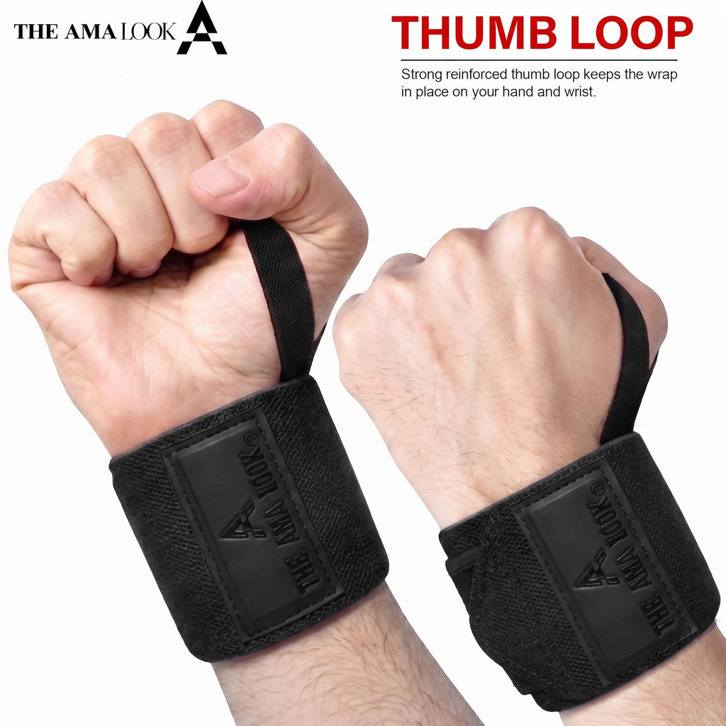 THE AMA LOOK Premium Weight Lifting Wrist Wraps B1