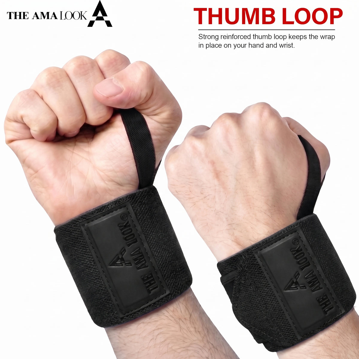 THE AMA LOOK Premium Weight Lifting Wrist Wraps B1