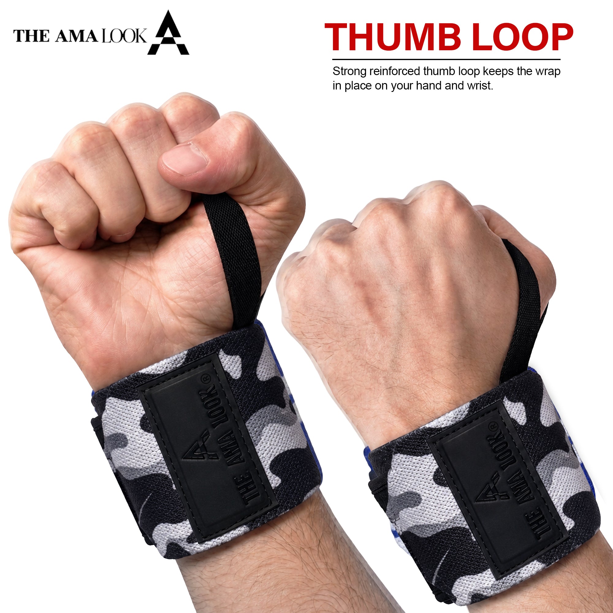 THE AMA LOOK Premium Weight Lifting Wrist Wraps Camo