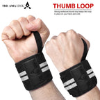 THE AMA LOOK Premium Weight Lifting Wrist Wraps BW