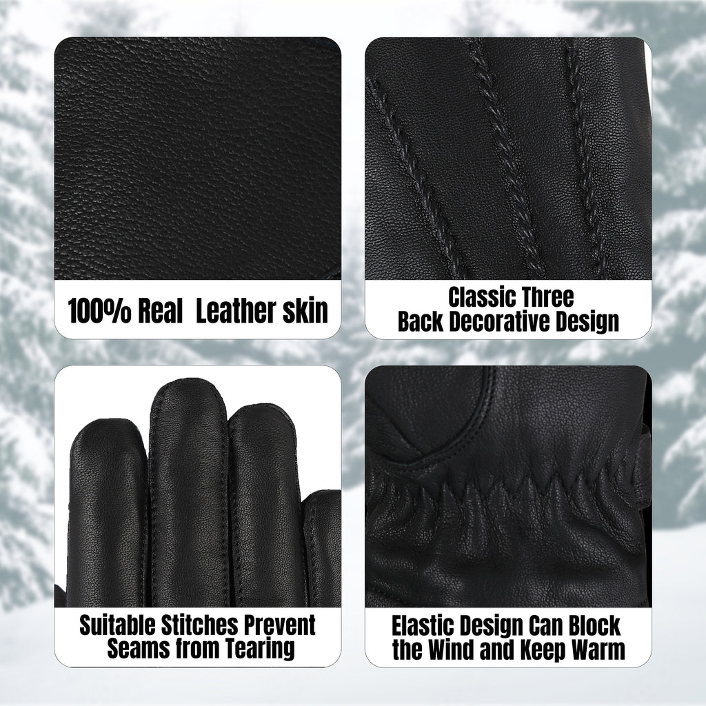 The AMA Premium Winter Leather Gloves Beige