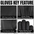 The AMA Premium Winter Leather Gloves Black
