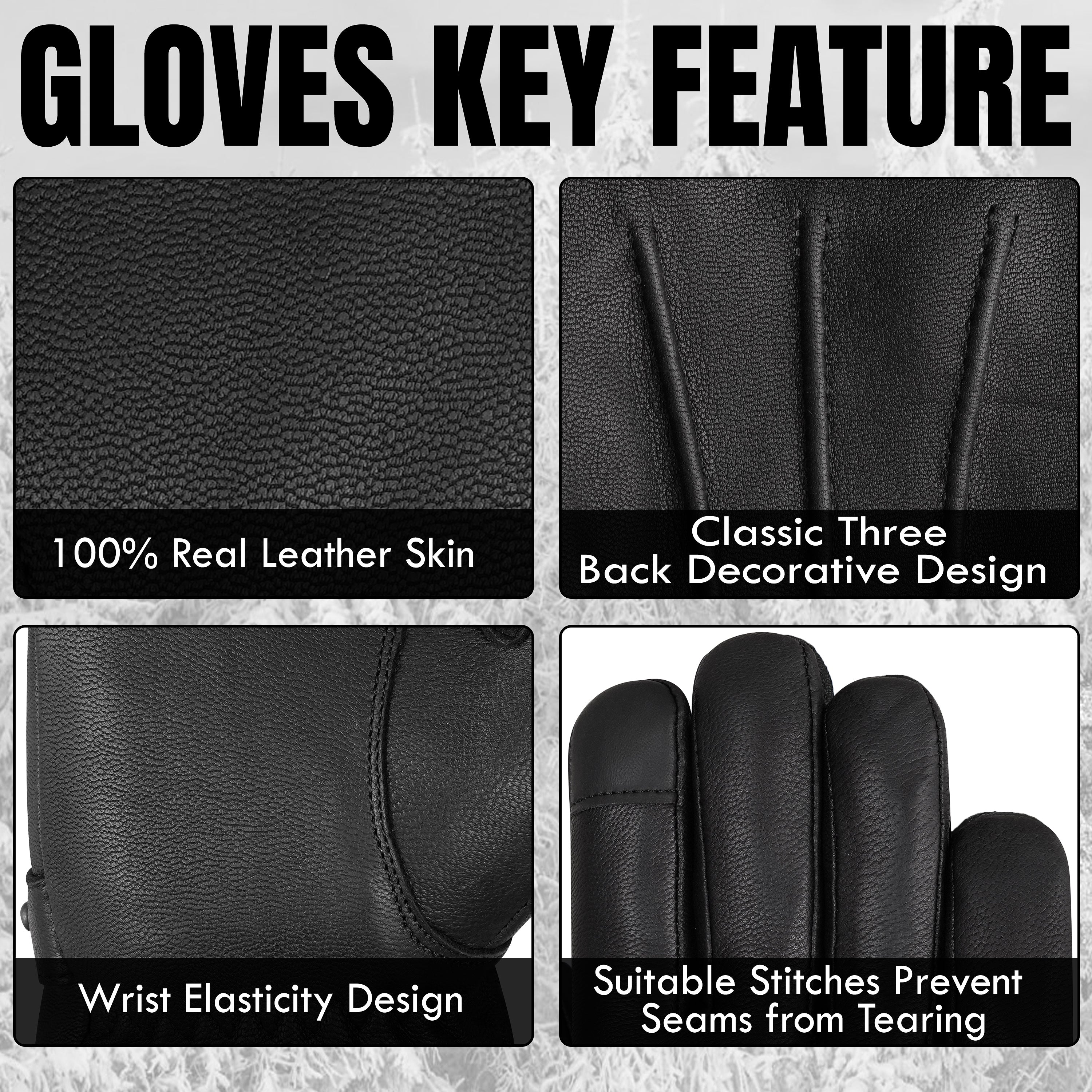 The AMA Premium Winter Leather Gloves Black
