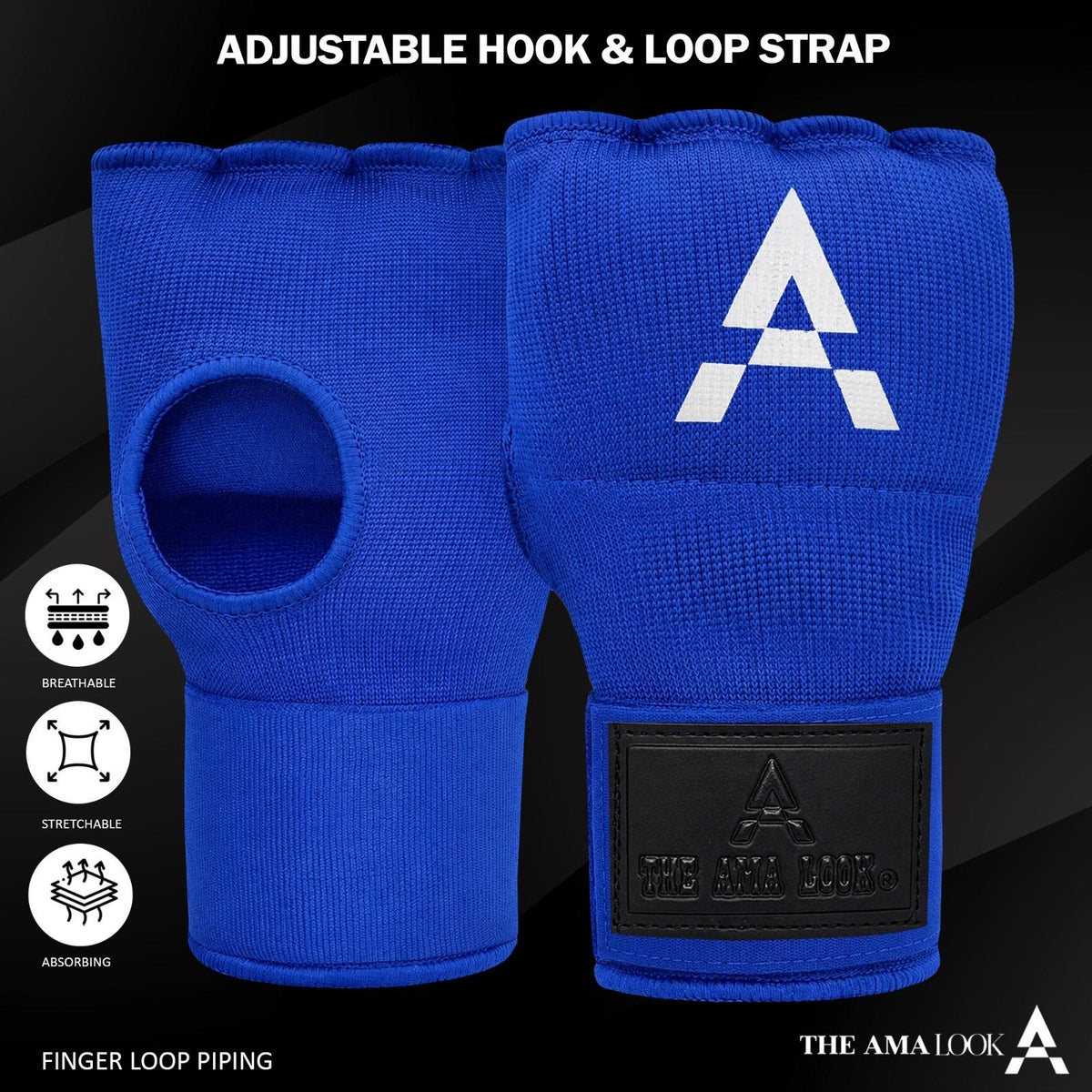 THE AMA LOOK Gel Padded Boxing Hand Wraps Blue