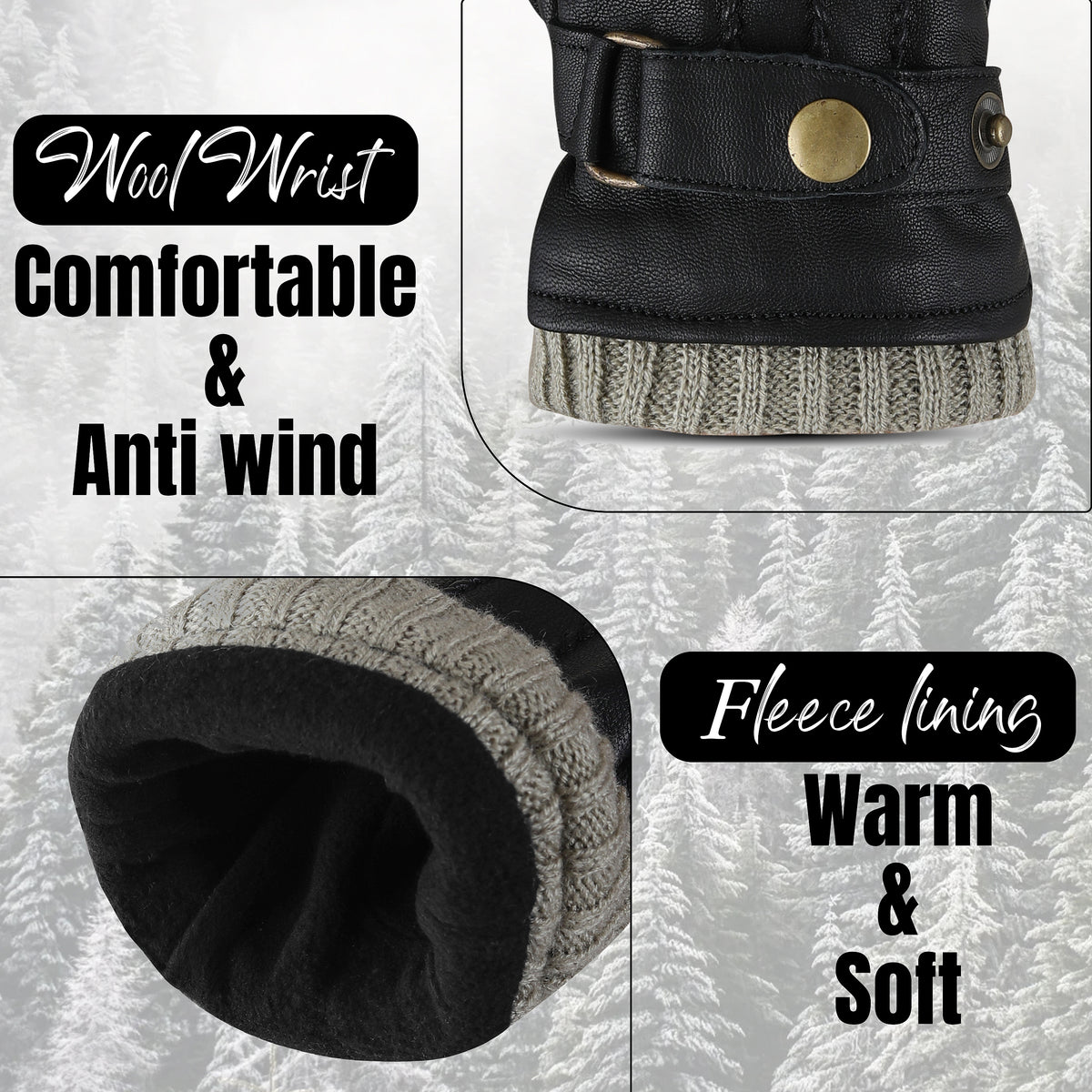The AMA Premium Winter Leather Gloves Beige