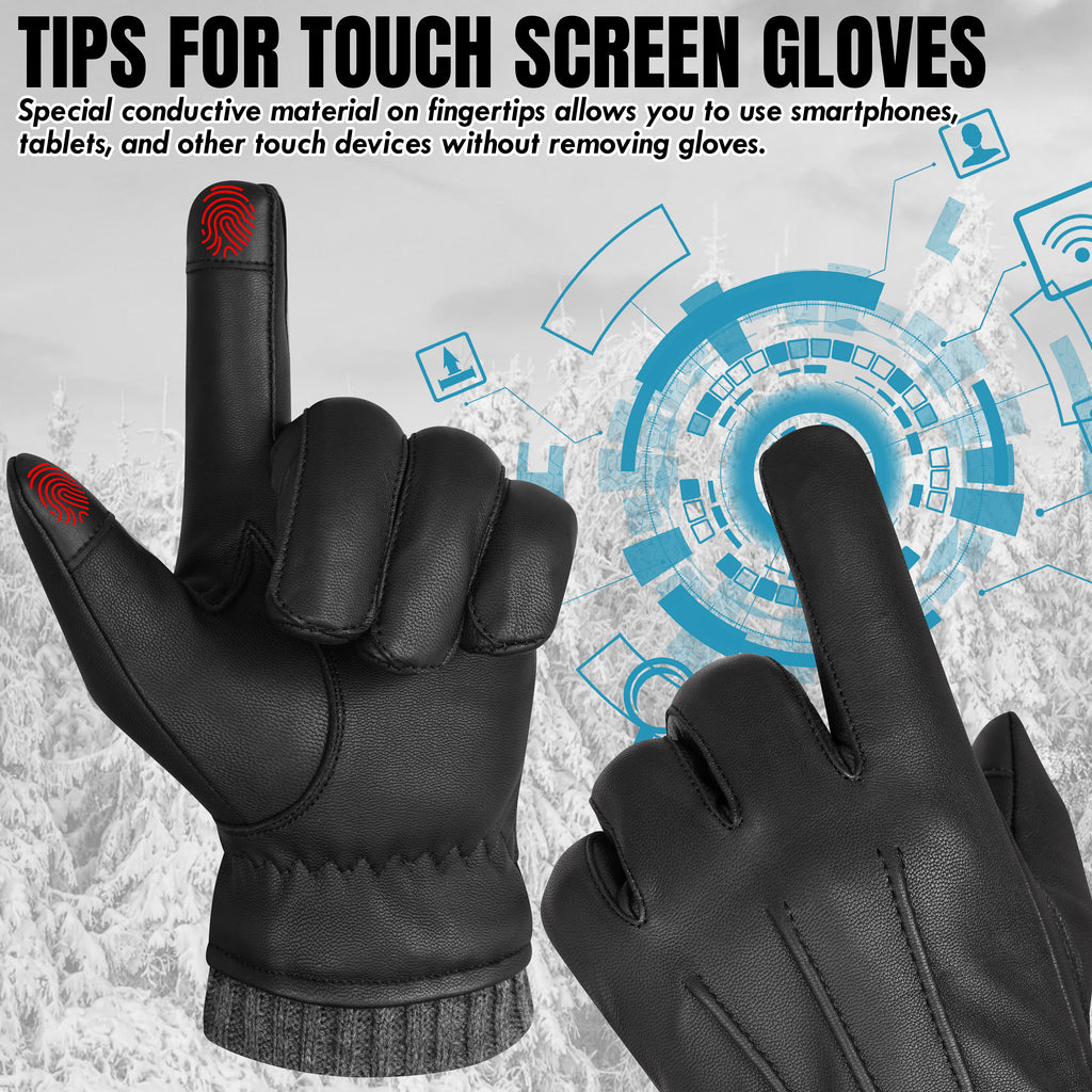 The AMA Premium Winter Leather Gloves Black