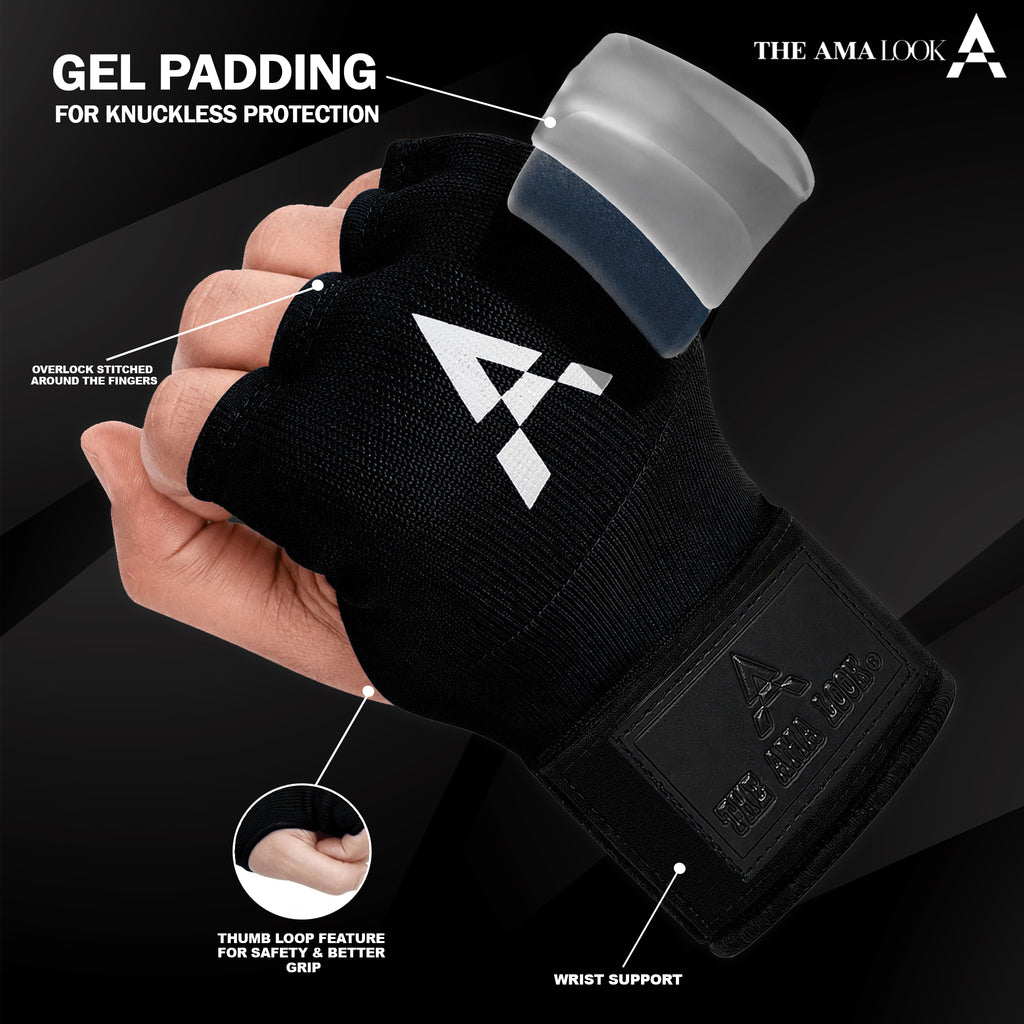 THE AMA LOOK Gel Boxing Hand Wraps Black