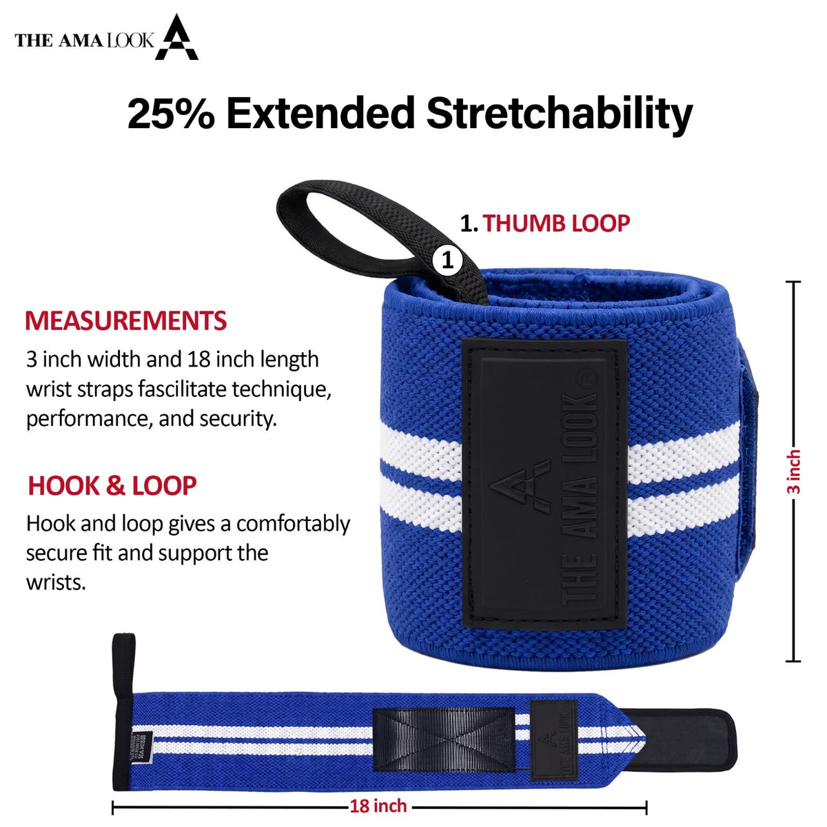THE AMA LOOK Premium Weight Lifting Wrist Wraps B2