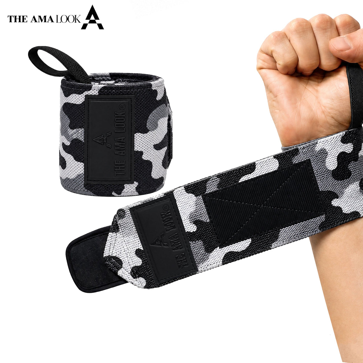 THE AMA LOOK Premium Weight Lifting Wrist Wraps Camo
