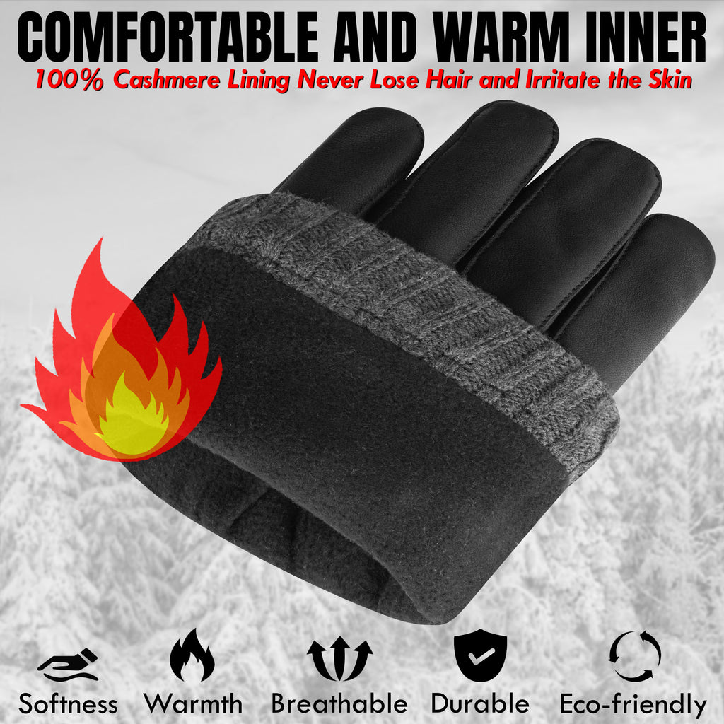 The AMA Premium Winter Leather Gloves Black