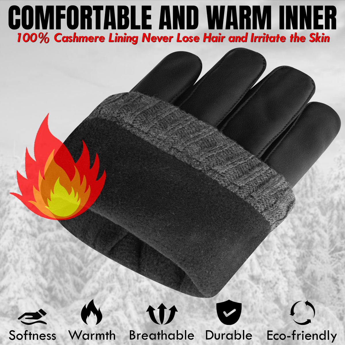 The AMA Premium Winter Leather Gloves Black