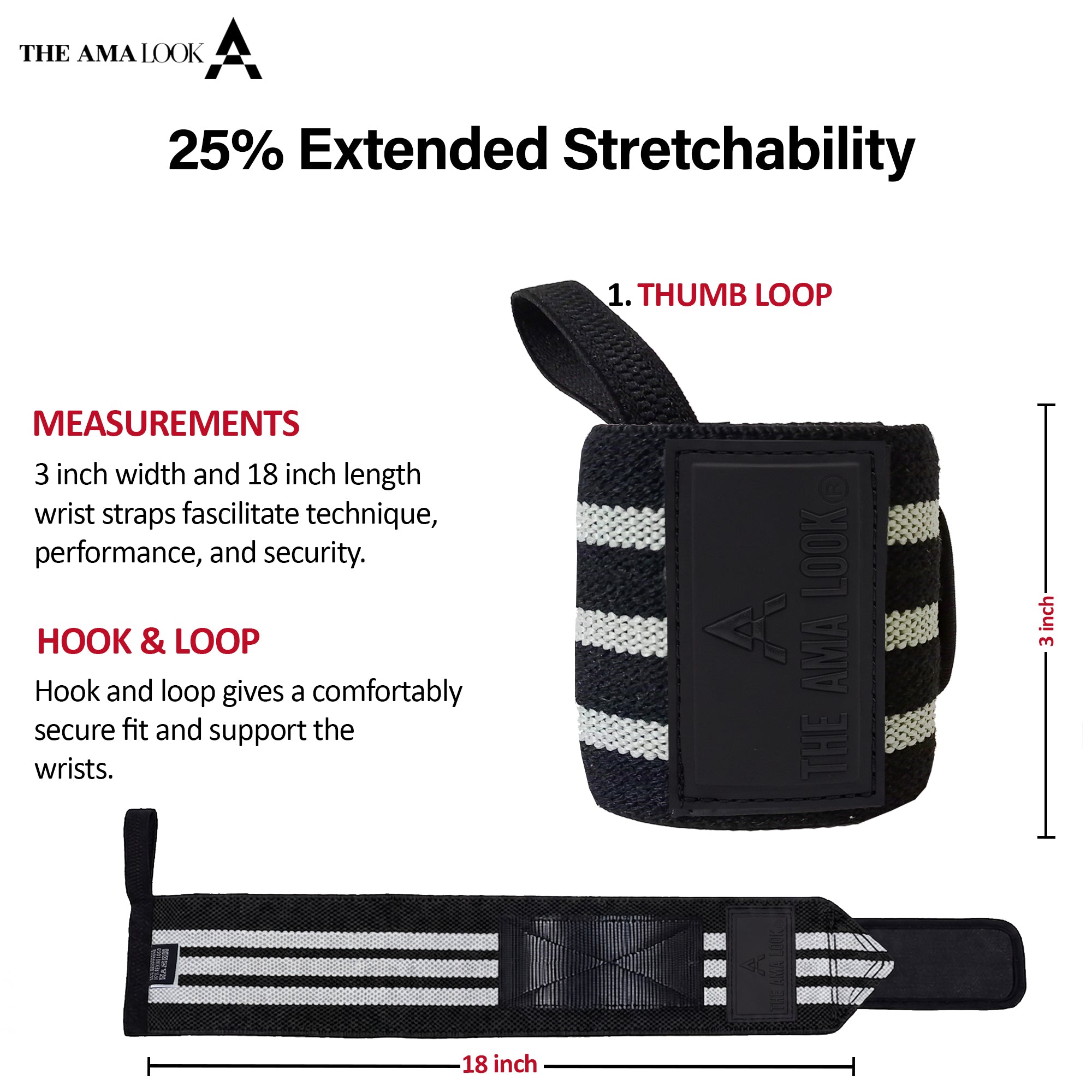 THE AMA LOOK Premium Weight Lifting Wrist Wraps G2