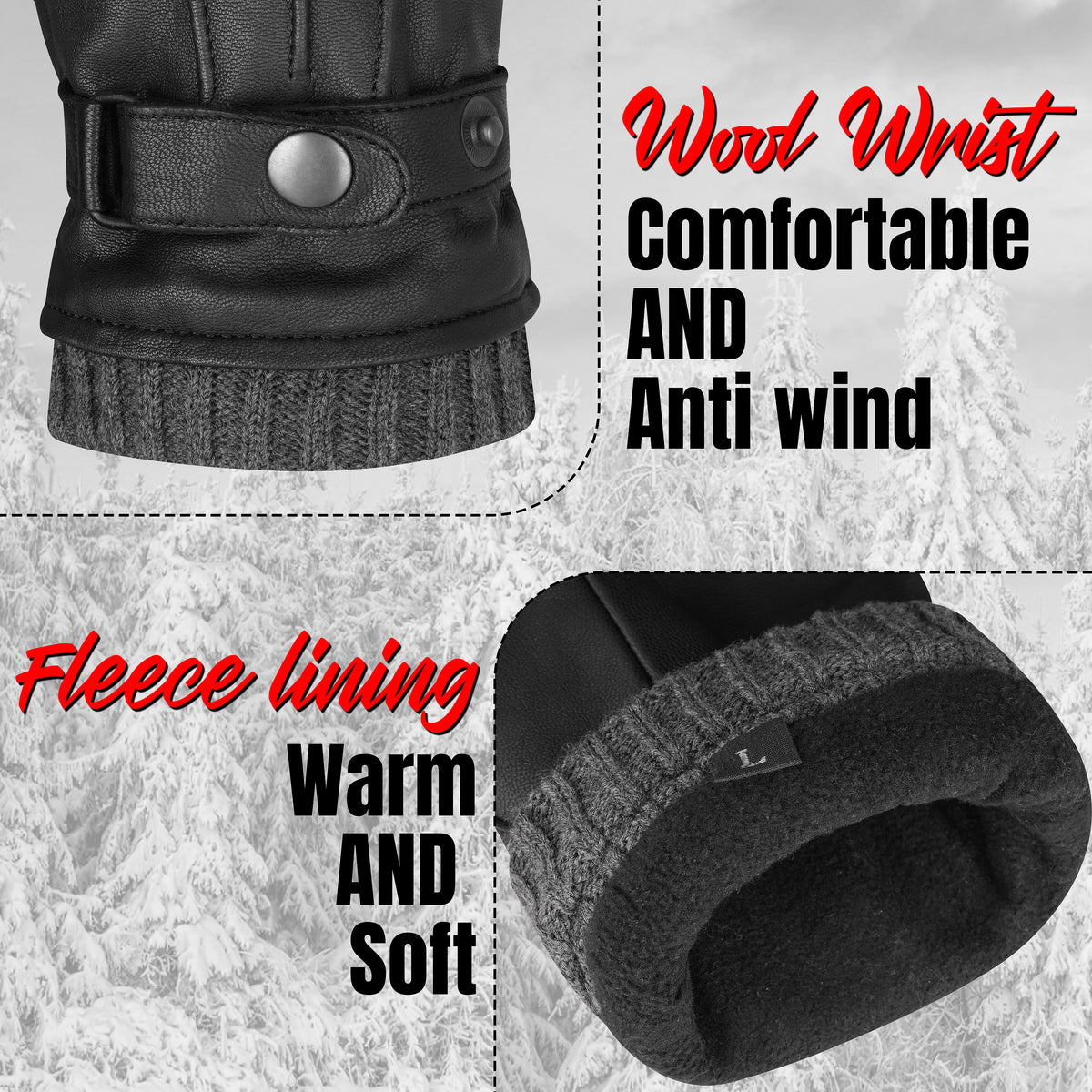 The AMA Premium Winter Leather Gloves Black
