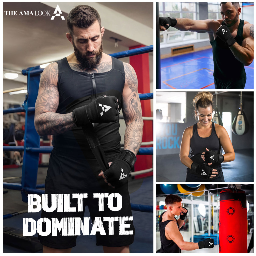 THE AMA LOOK Gel Boxing Hand Wraps Black