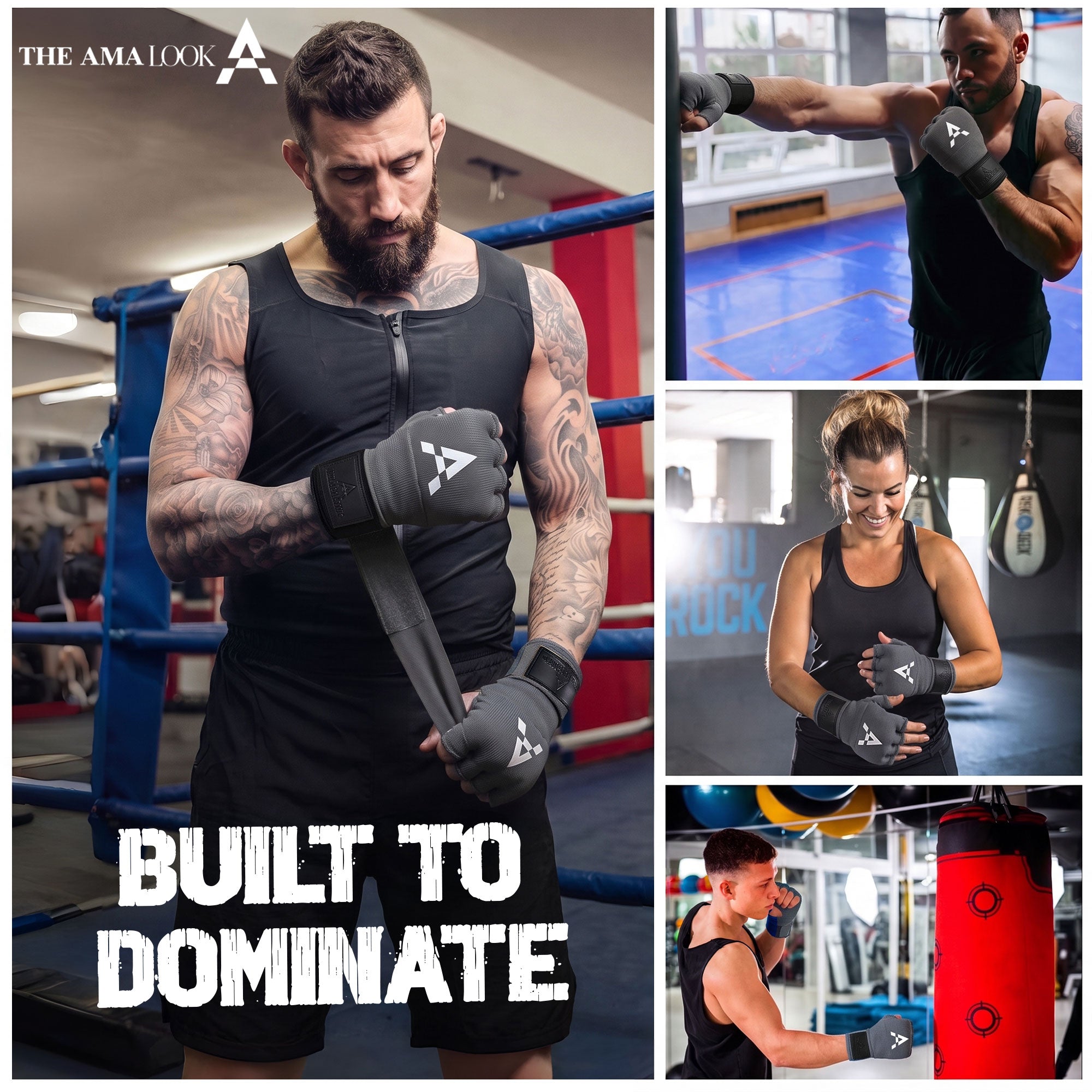 THE AMA LOOK Gel Boxing Hand Wraps Grey