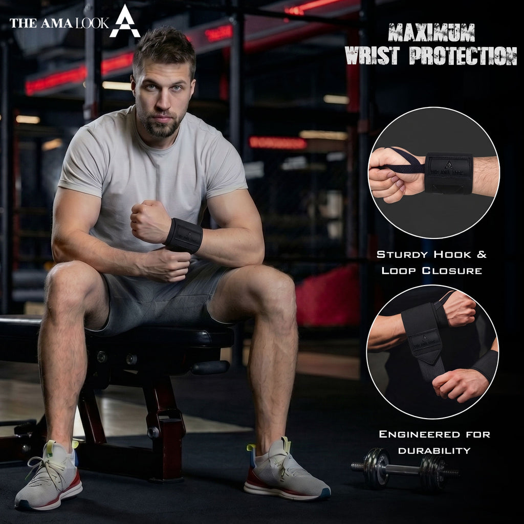 THE AMA LOOK Premium Weight Lifting Wrist Wraps B1