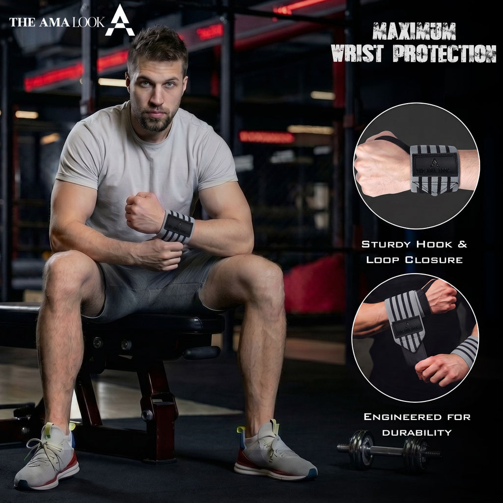 THE AMA LOOK Premium Weight Lifting Wrist Wraps G1