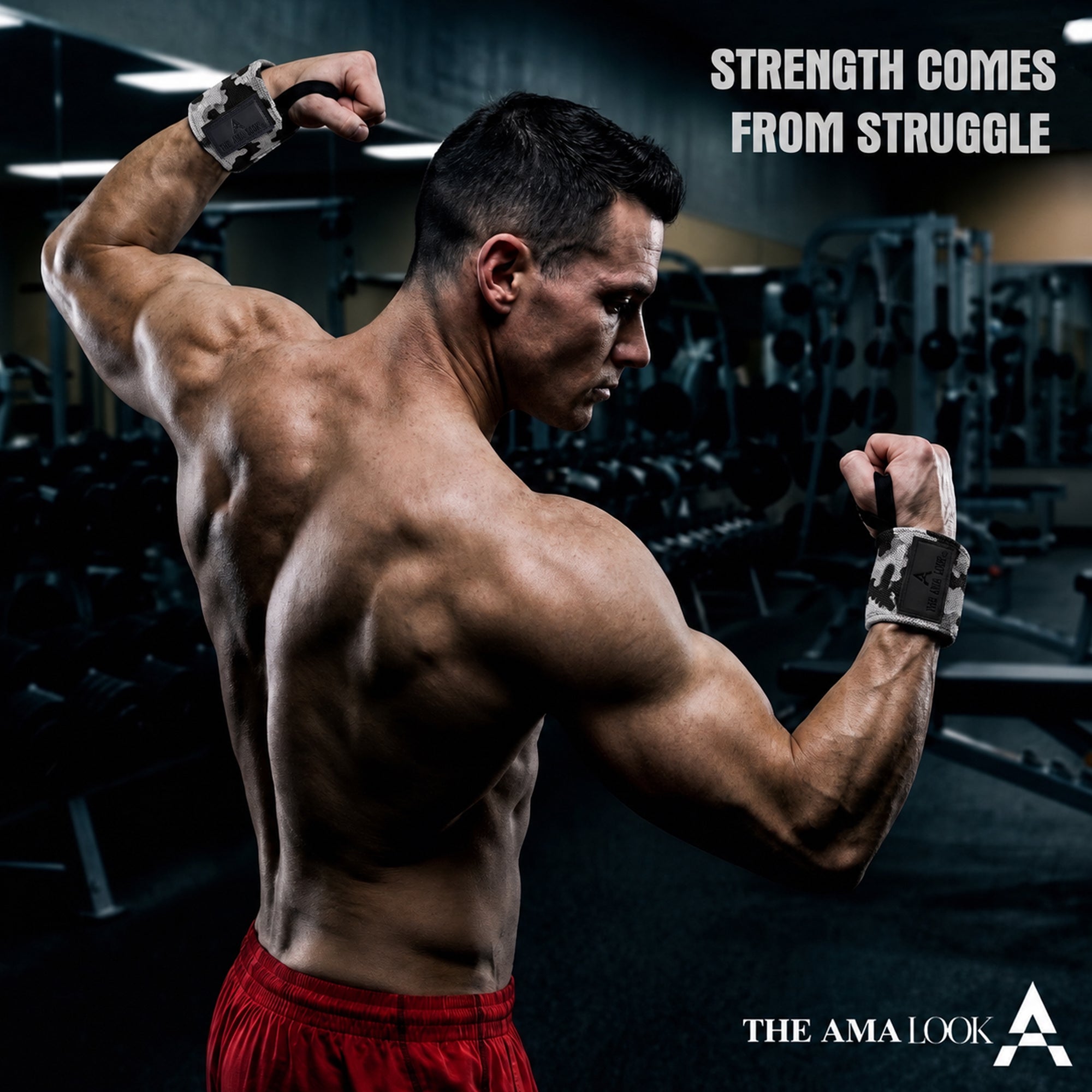 THE AMA LOOK Premium Weight Lifting Wrist Wraps Camo