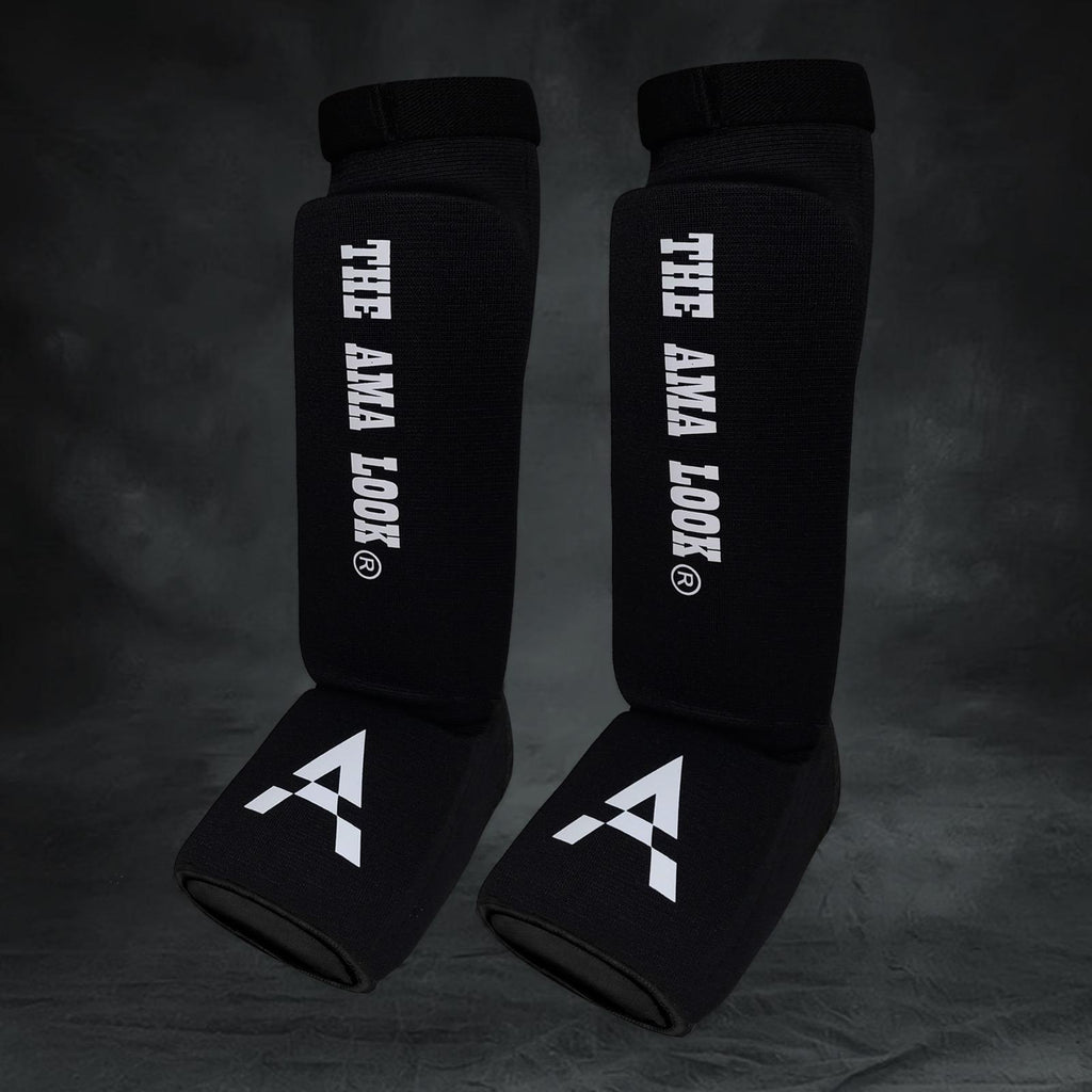 The AMA LOOK MMA Gel Padded Shin Guard Black