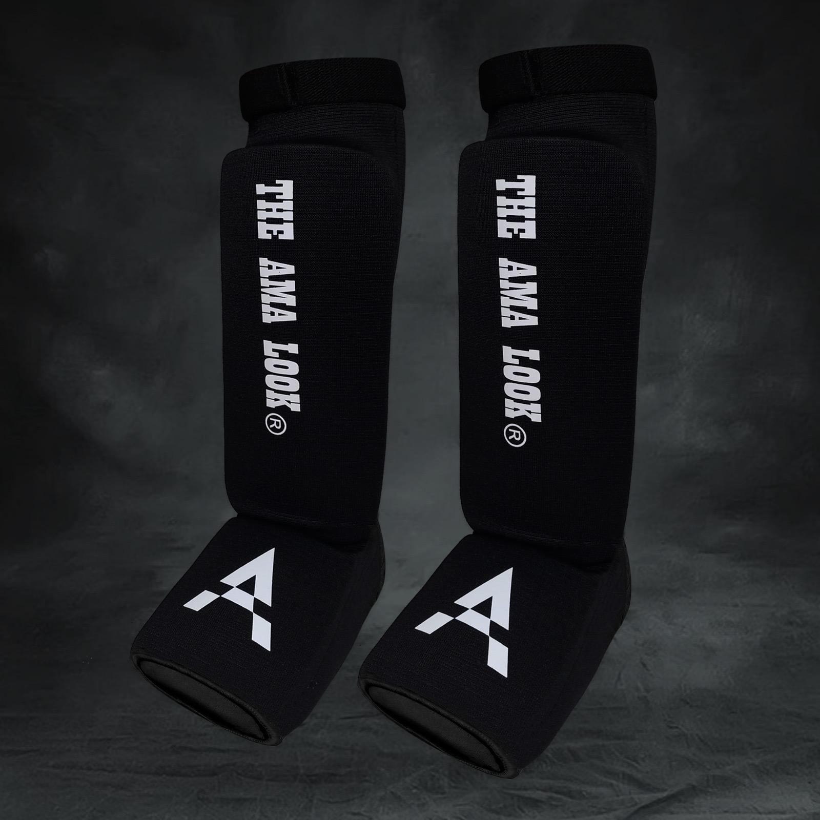 The AMA LOOK MMA Gel Padded Shin Guard Black
