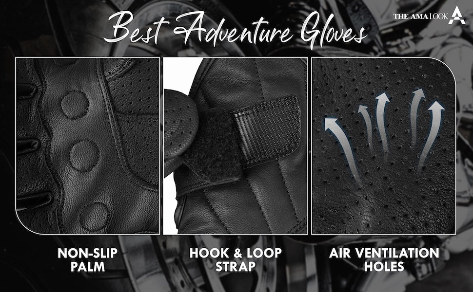 The AMA Look Perforated Leather Motorbike Gloves