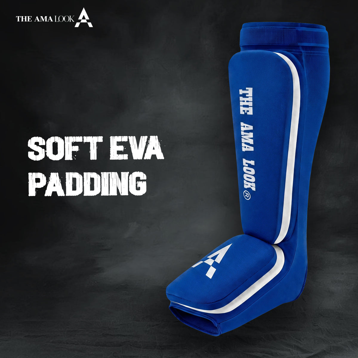 The AMA LOOK MMA Gel Padded Shin Guard Blue