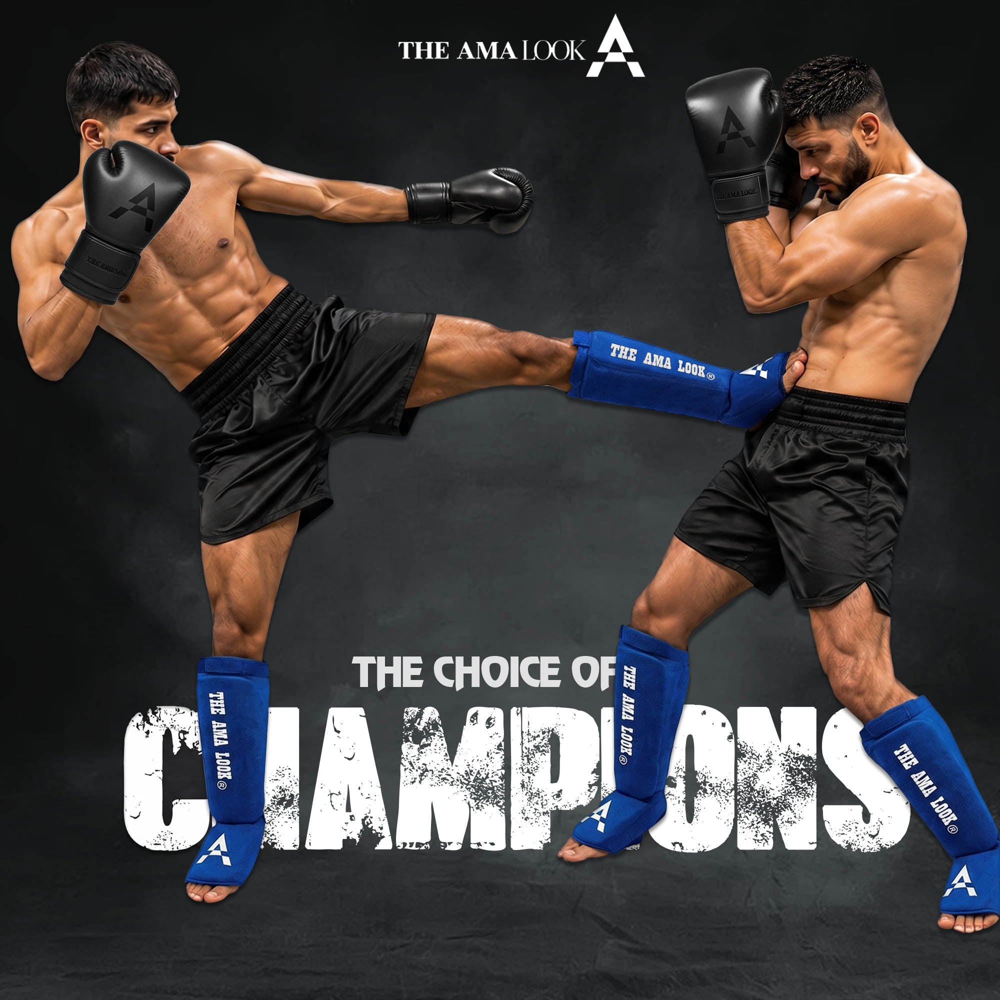The AMA LOOK MMA Gel Padded Shin Guard Blue
