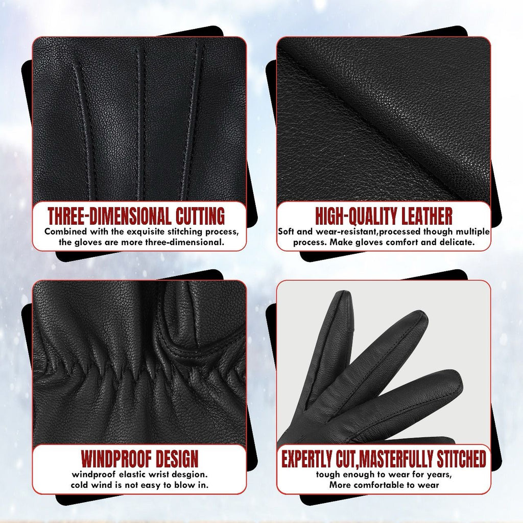 The AMA Look Cashmere Winter Leather Gloves