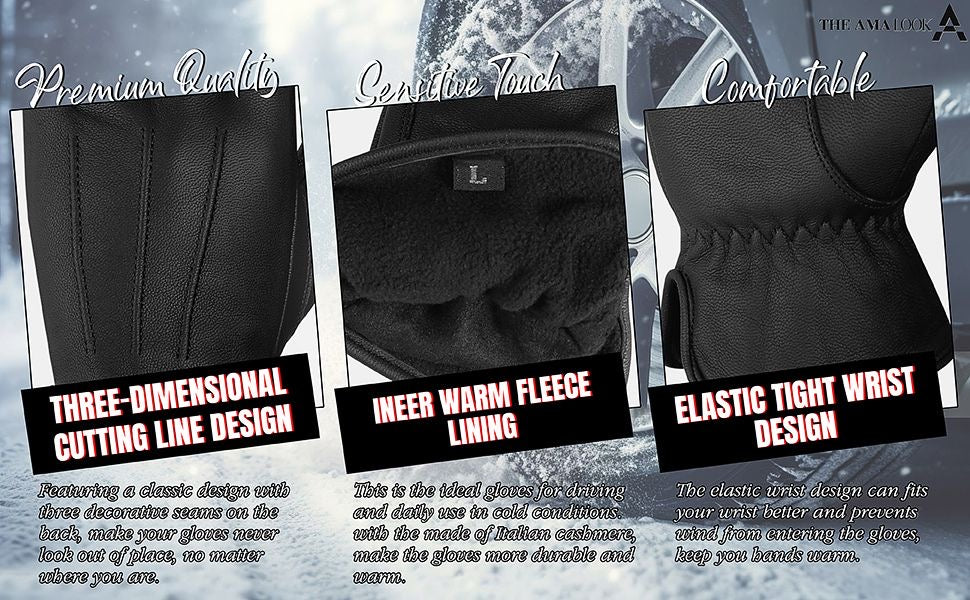 The AMA Look Cashmere Winter Leather Gloves