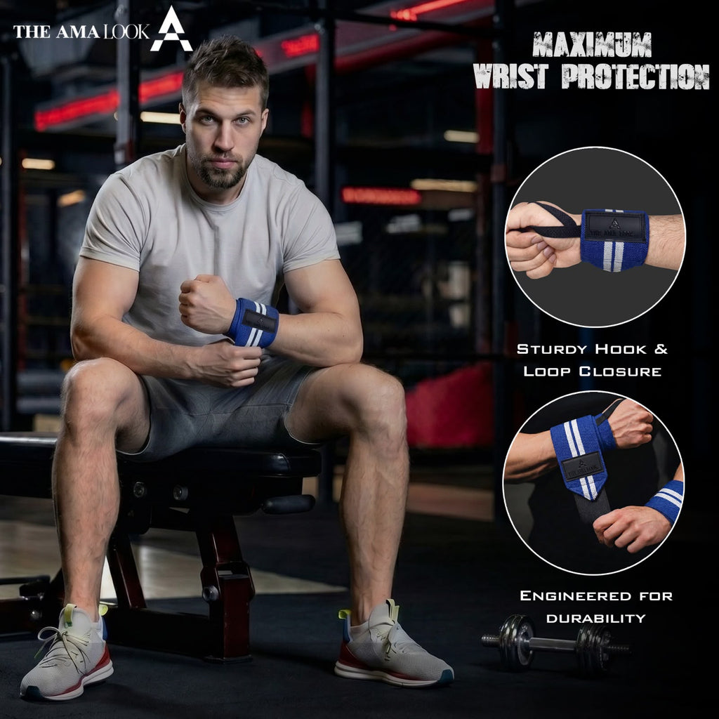 THE AMA LOOK Premium Weight Lifting Wrist Wraps B2