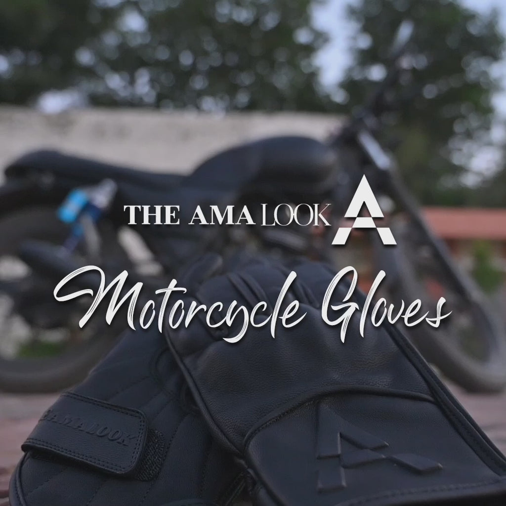 The AMA Look Premium Leather Motorcycle Gloves