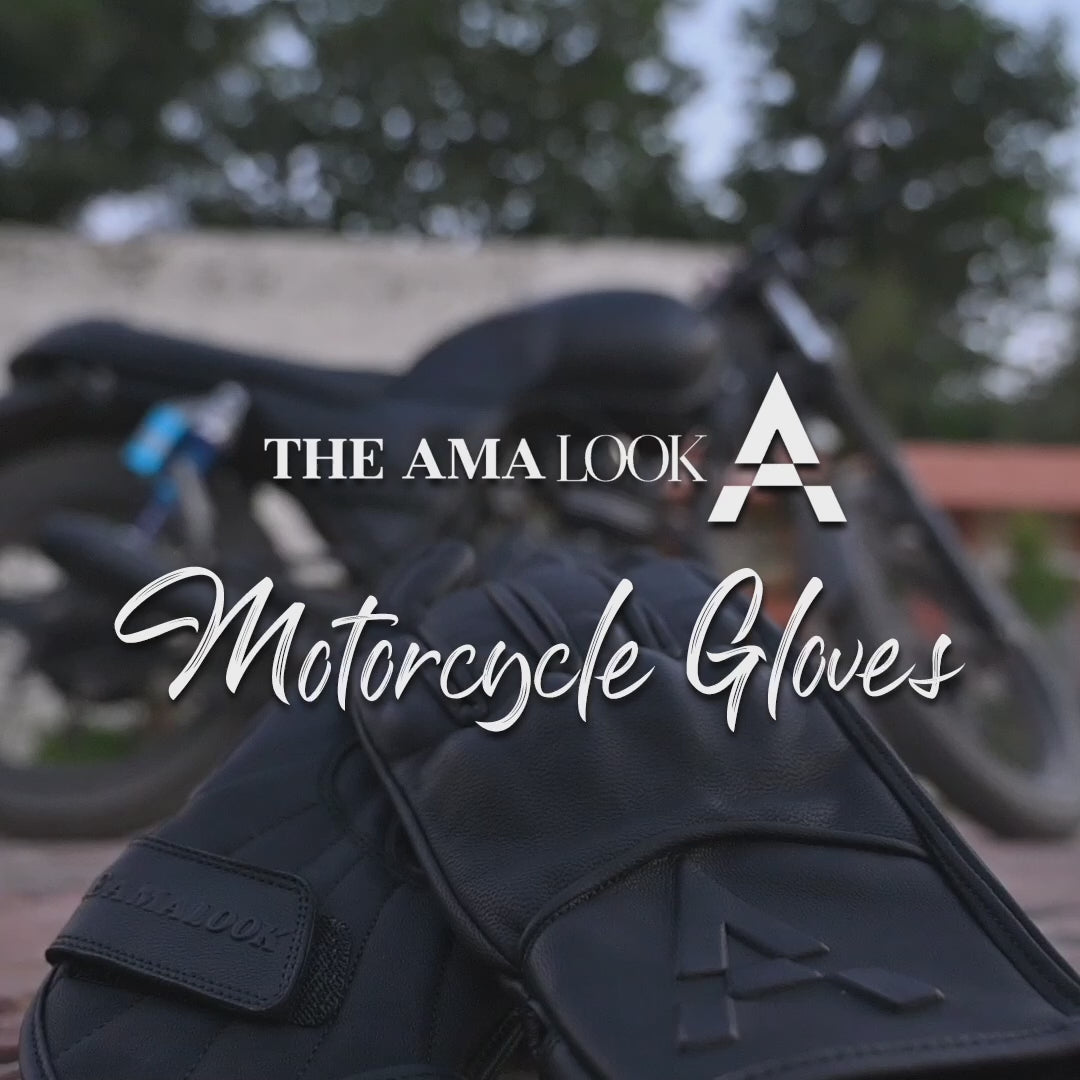 The AMA Look Premium Leather Motorcycle Gloves